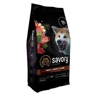 Сухий корм SAVORY для собак великих порід зі свіжим ягням та індичкою, 12 кг 00-00018535 фото